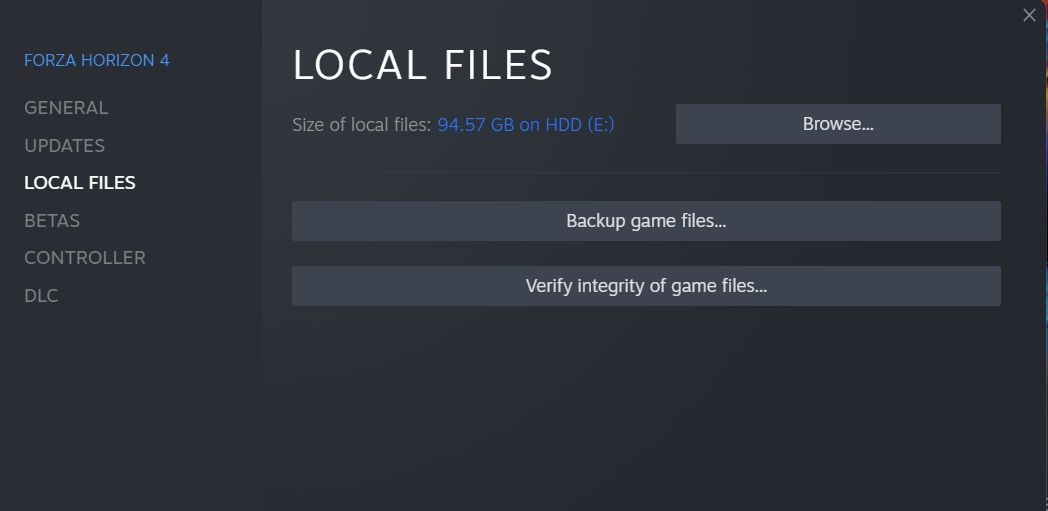 Réparer les fichiers Forza à l'aide de Steam