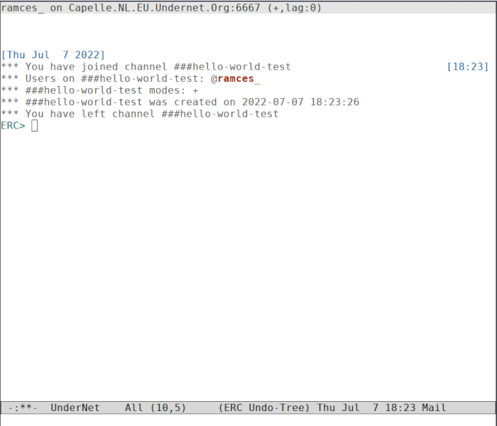 Emacs IRC 15 Undernet Quitter le canal