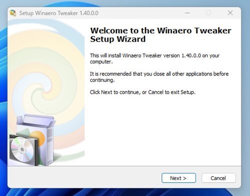 lancer le fichier exécutable WinaeroTweaker