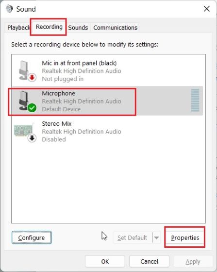 Augmenter le volume du microphone dans Windows 11