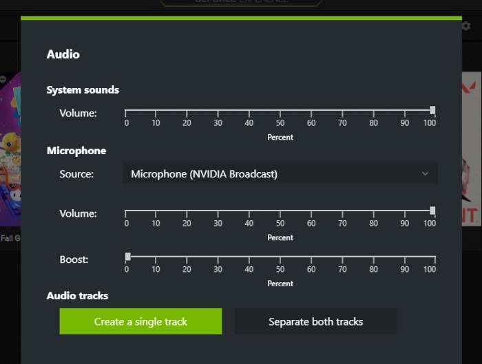Guide d'expérience Geforce Nvidia Share Audio