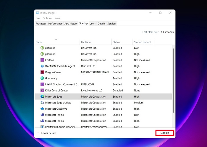 Optimiser Windows 11 Désactiver les applications de démarrage