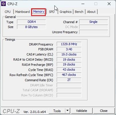 Trouver les emplacements RAM disponibles dans Windows 11 avec CPU-Z