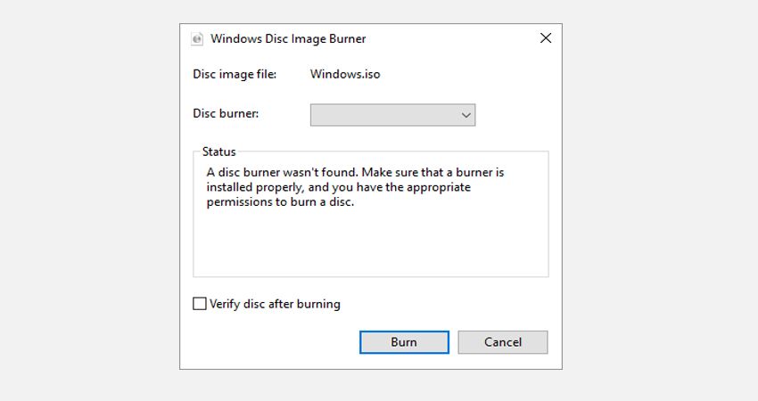 Graveur d'image disque Windows