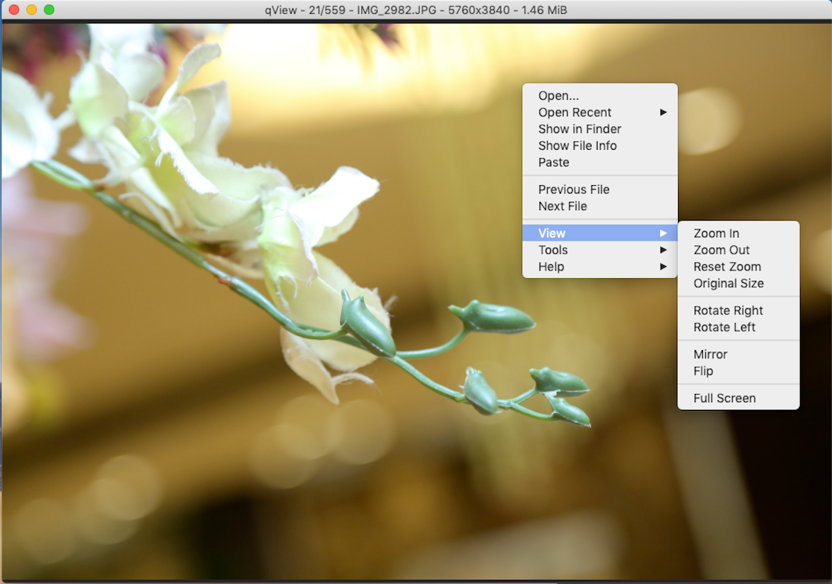 Application de visualisation de photos minimale qView pour Mac 