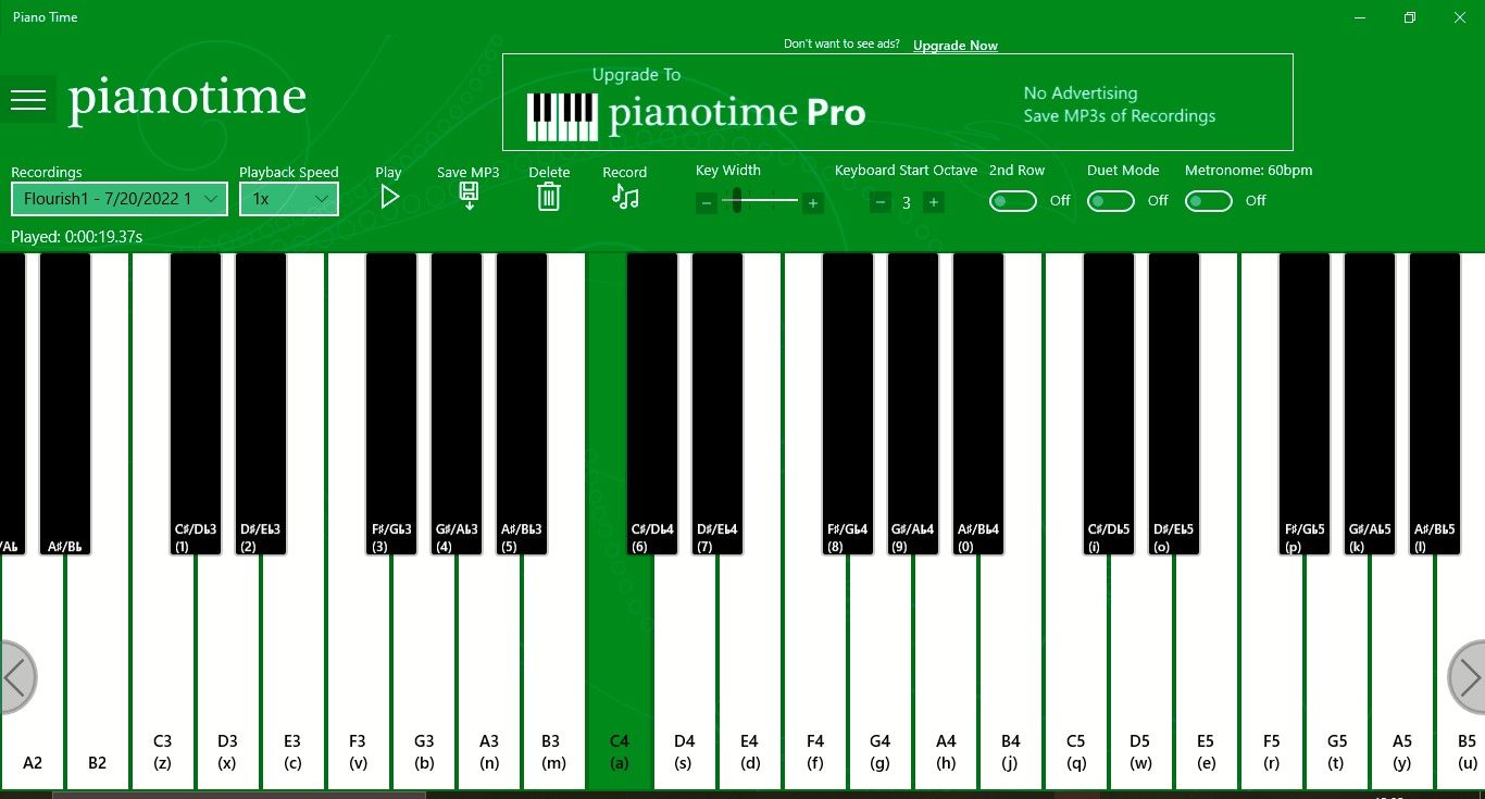 Application Piano Time Music pour Windows