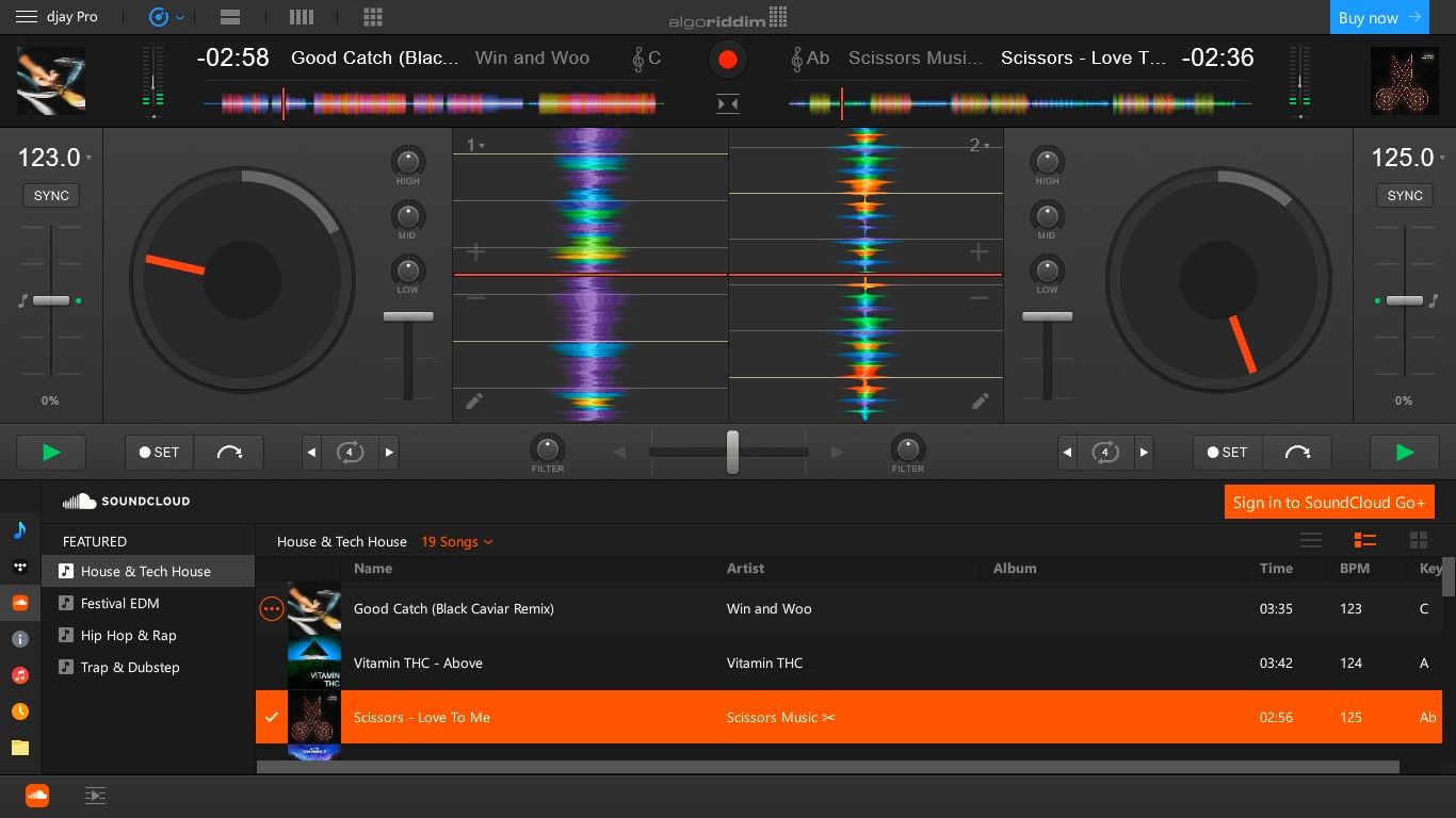 Mixer des morceaux dans l'application djay Pro Music pour Windows