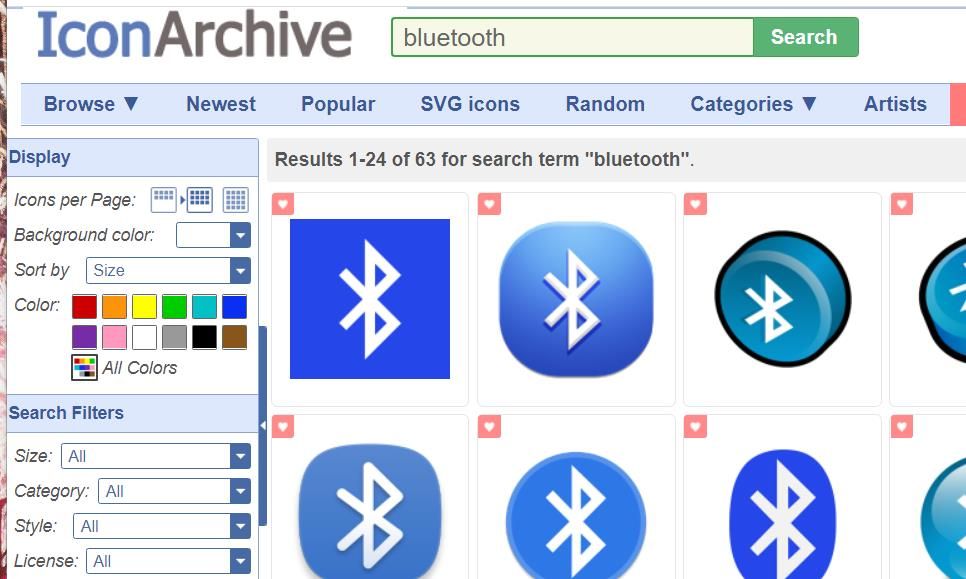 Une recherche d'icône Bluetooth 