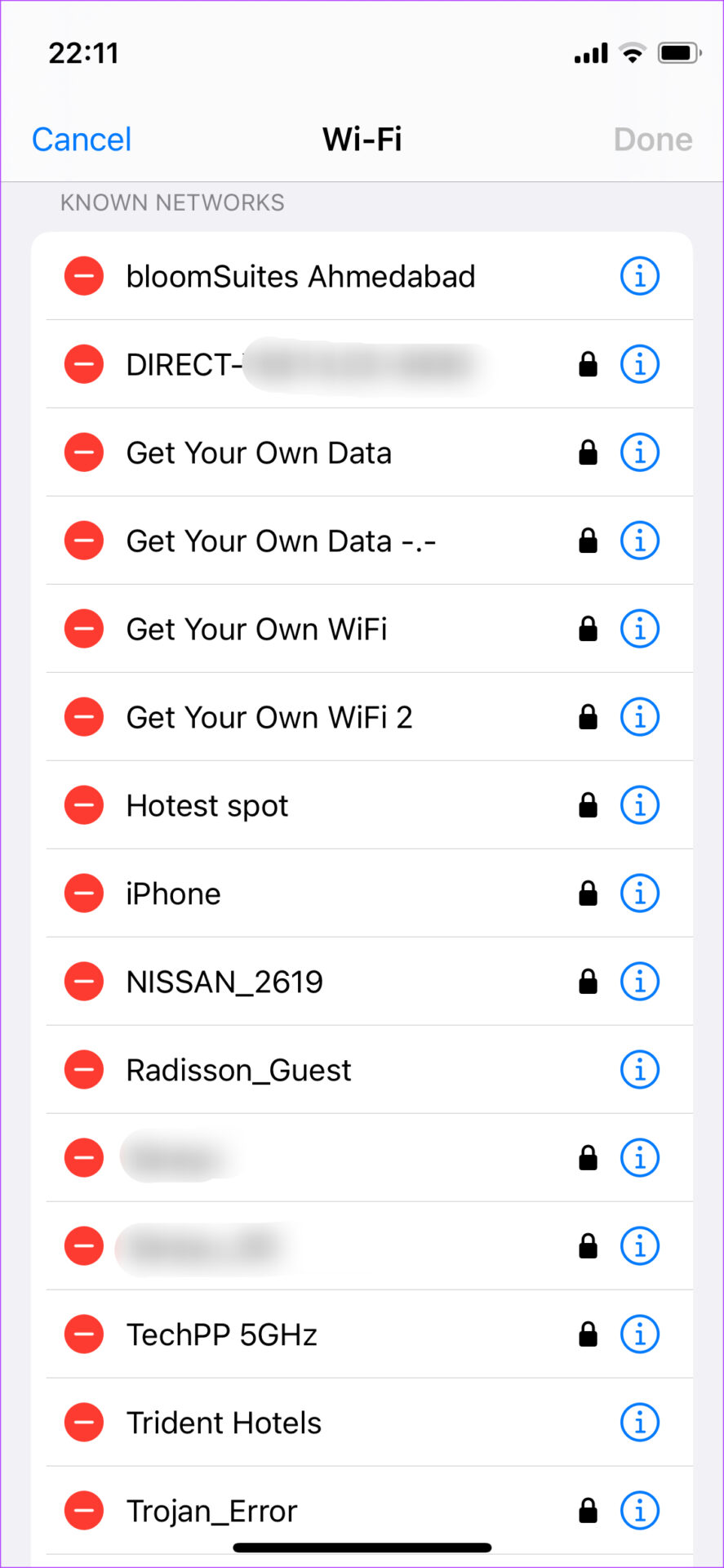 Mots de passe Wi-Fi enregistrés