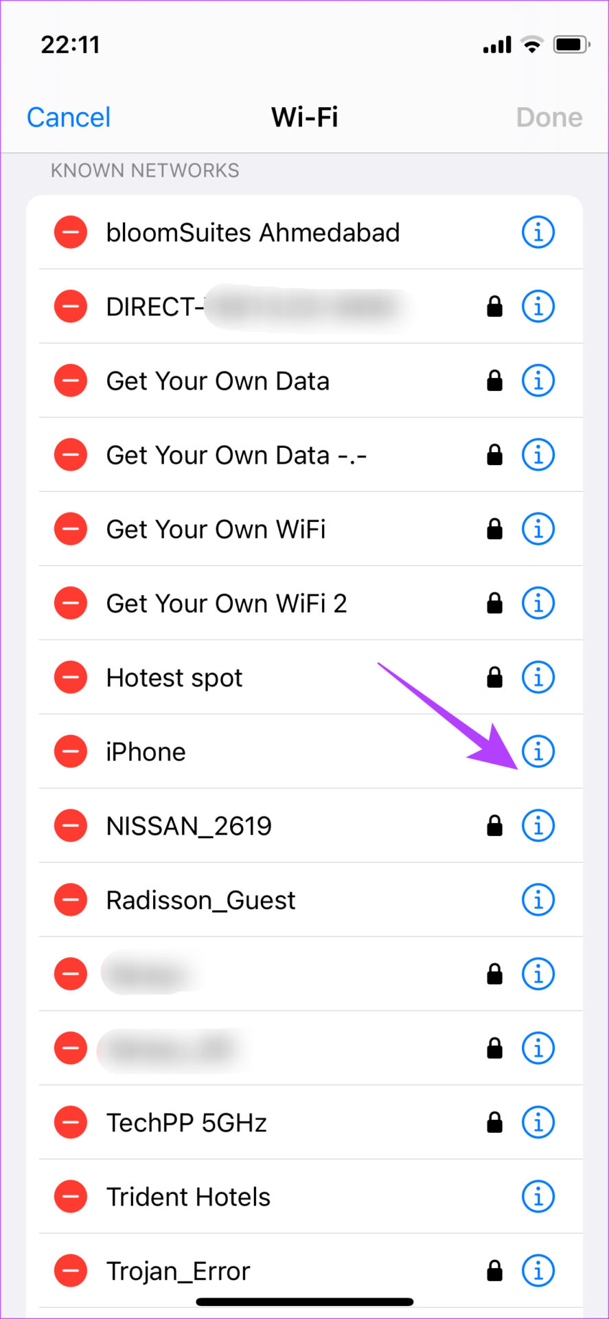 sélectionner le réseau Wi-Fi