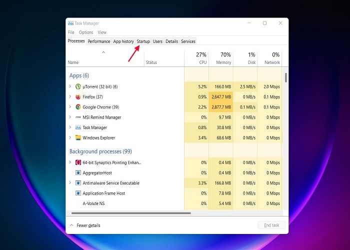 Optimiser l'onglet de démarrage de Windows 11