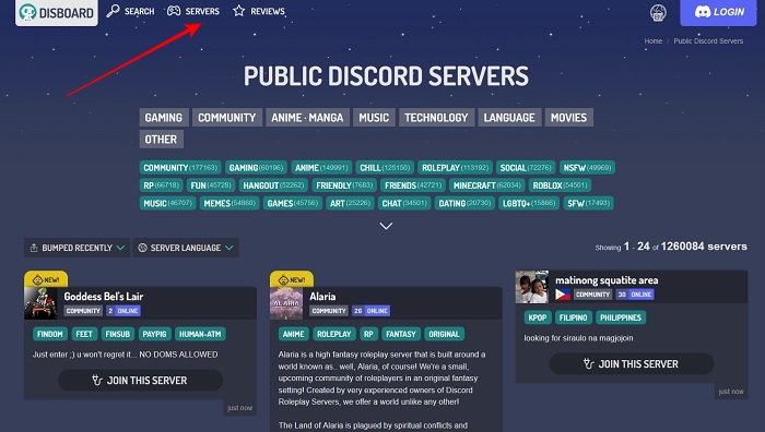Trouver des serveurs Discord Disboard Serveurs publics
