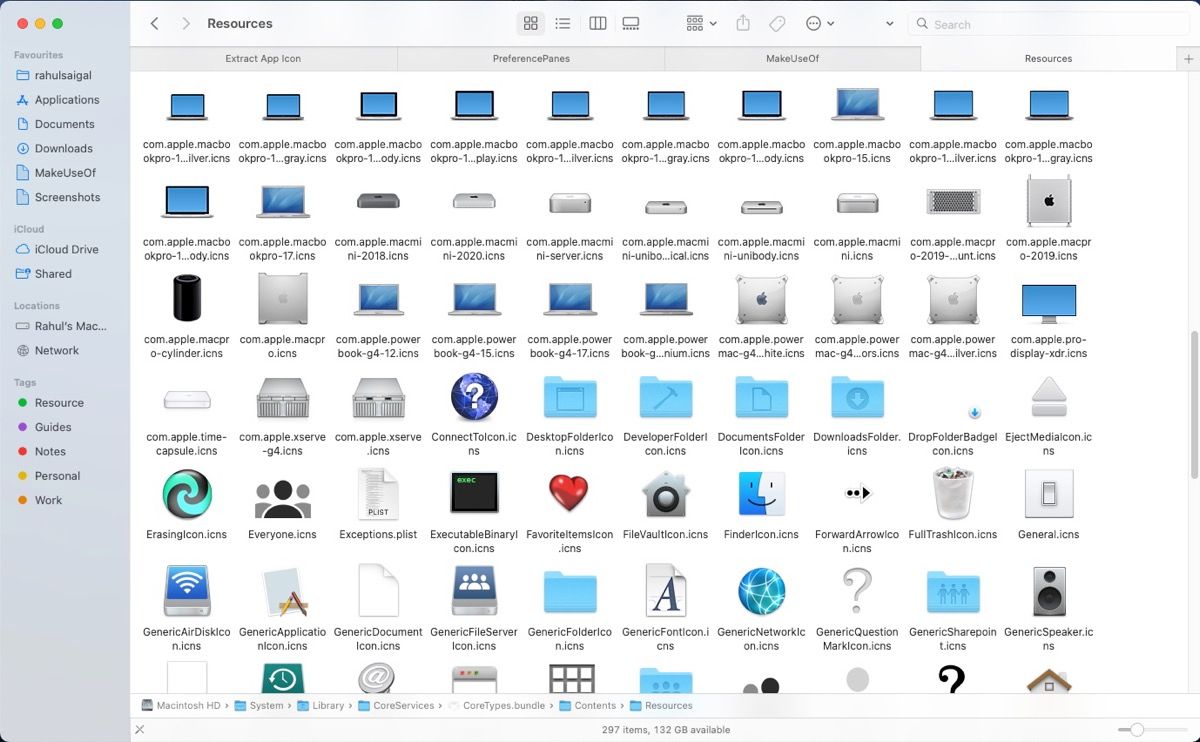 icônes dans coretypes bundle coreservices