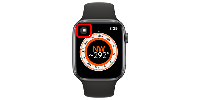 icône de menu dans l'application Apple Watch Compass