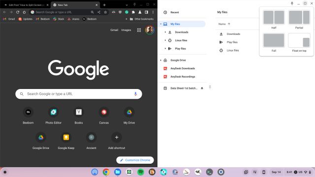 Snap Windows sur les Chromebooks Similaire aux Snap Layouts