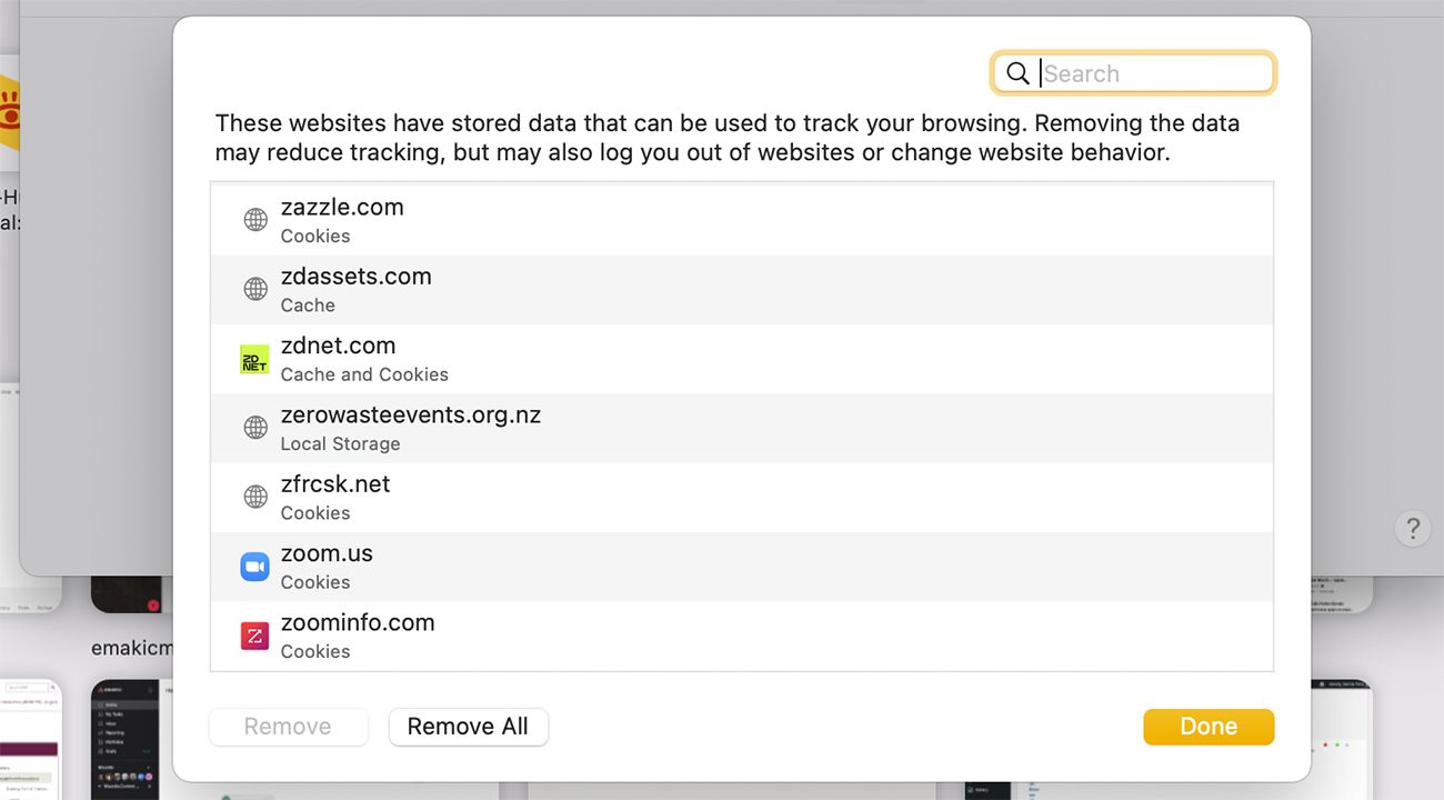 Suppression des données du site Web sur le navigateur Safari sur Mac