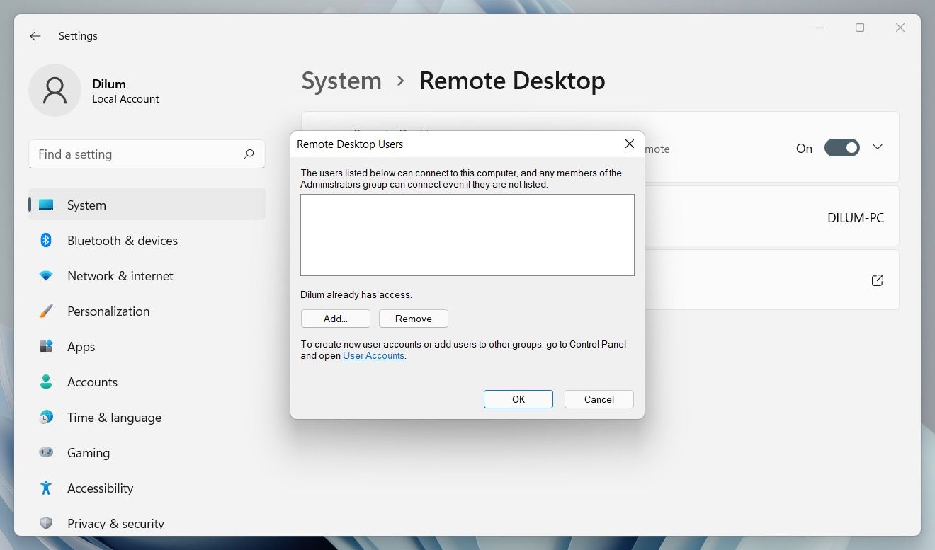 Ajout d'utilisateurs Remote Dekstop dans Windows.