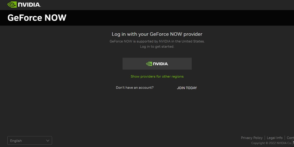 Connectez-vous à l'application Nvidia GeForce Now 2