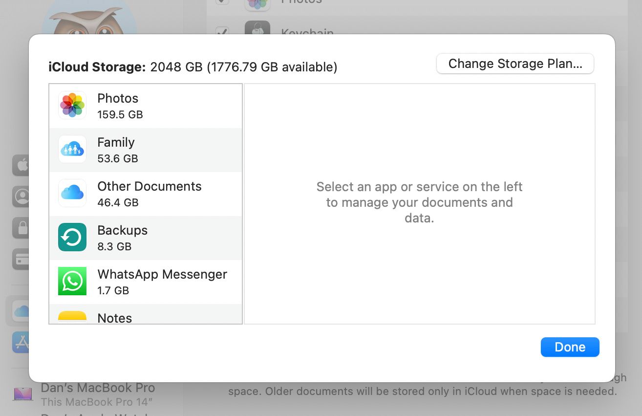 Panne de stockage iCloud dans les préférences système Mac