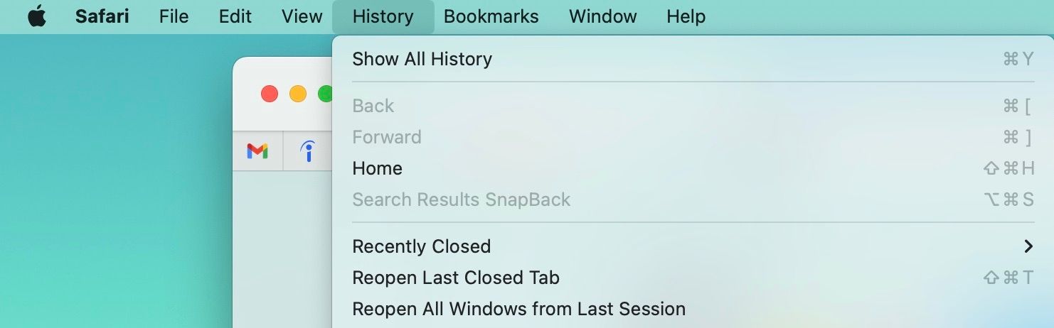 Utilisation de l'historique Safari sur Mac