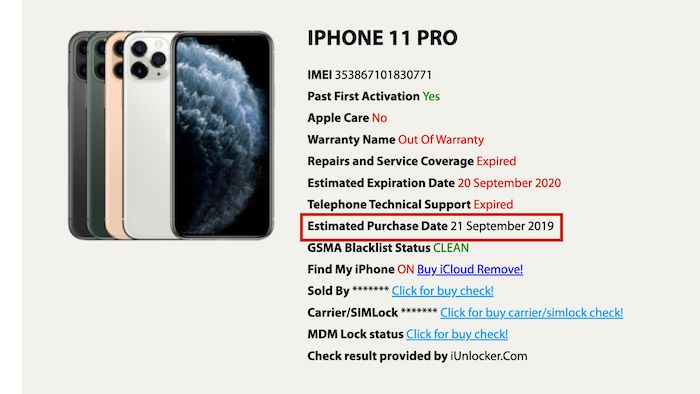 Catalogue iPhone 11 Pro avec des informations détaillées sur l'appareil