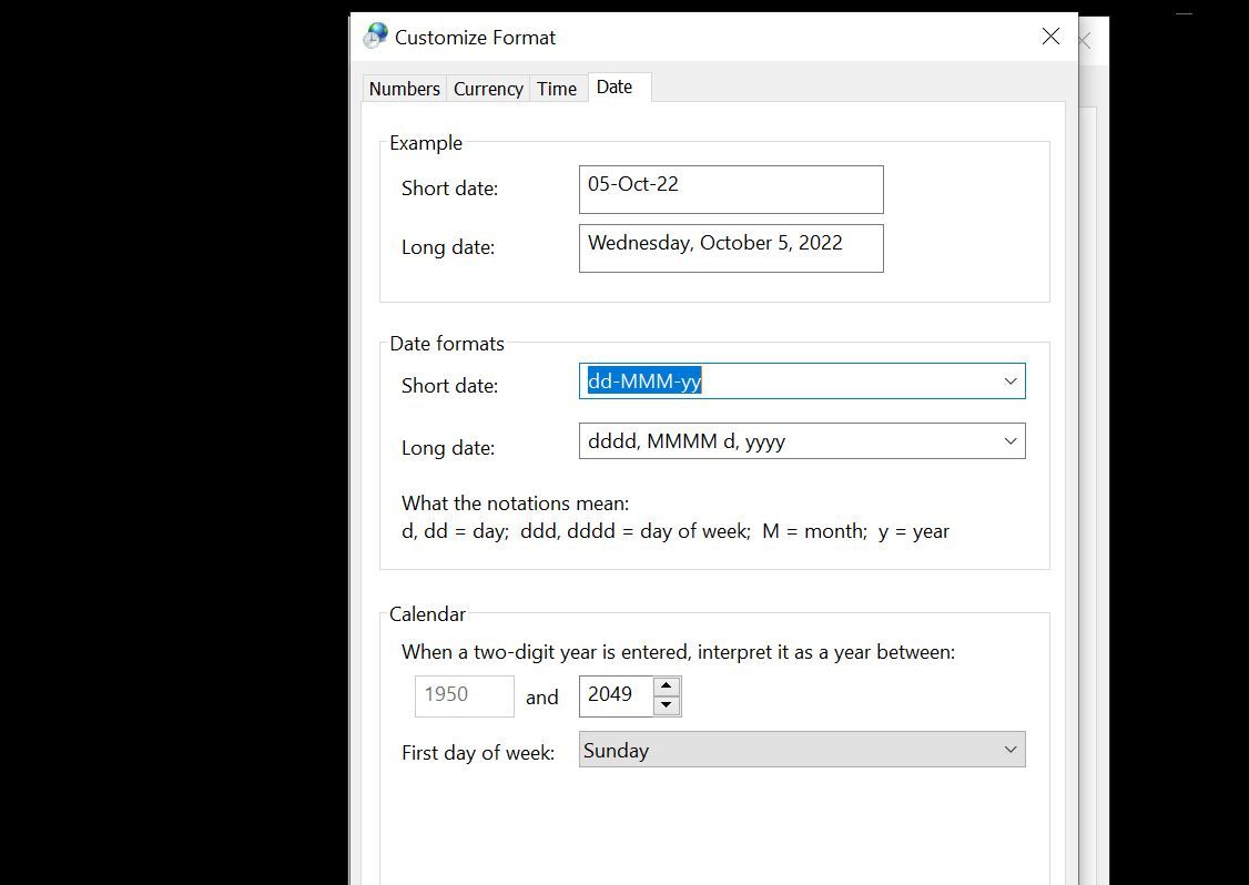 Définir un format de date personnalisé dans Windows