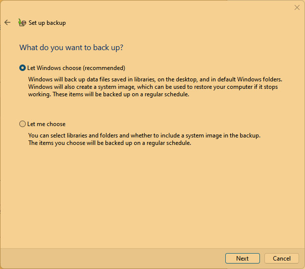 Configurer la sauvegarde dans Windows 11