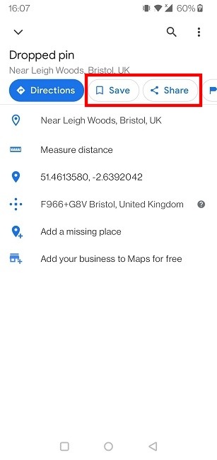 Drop Pins Maps Android Enregistrer et partager