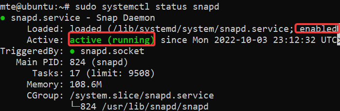Statut de Snapcraft Snapd Ubuntu 1