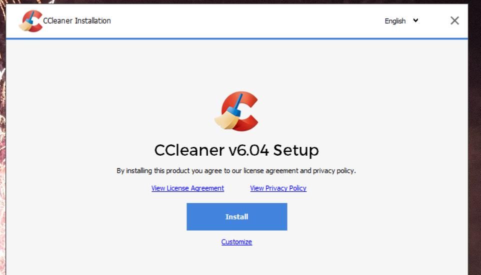 Option d'installation de CCleaner 
