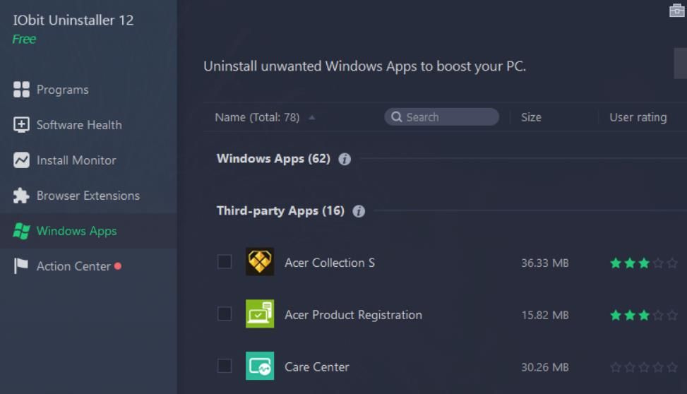 L'onglet Applications Windows