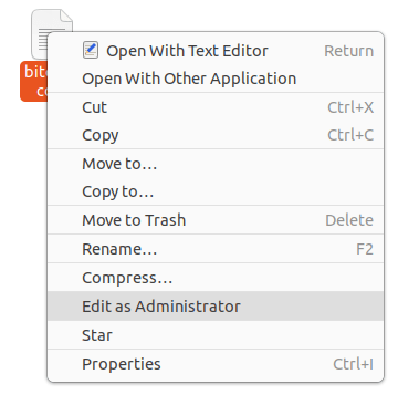 Ouvrir la racine des fichiers Ubuntu 05 Modifier le fichier en tant qu'administrateur