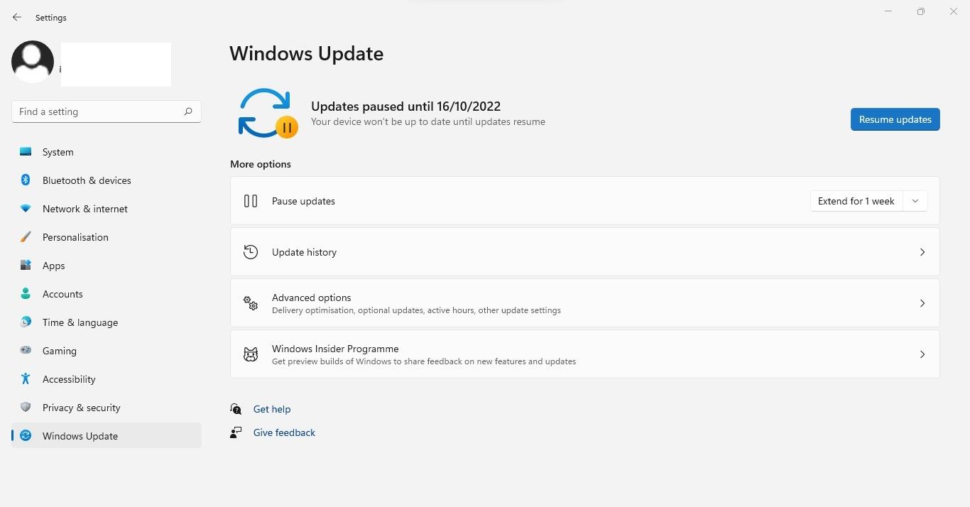 Reprise des mises à jour Windows suspendues dans l'application Paramètres Windows
