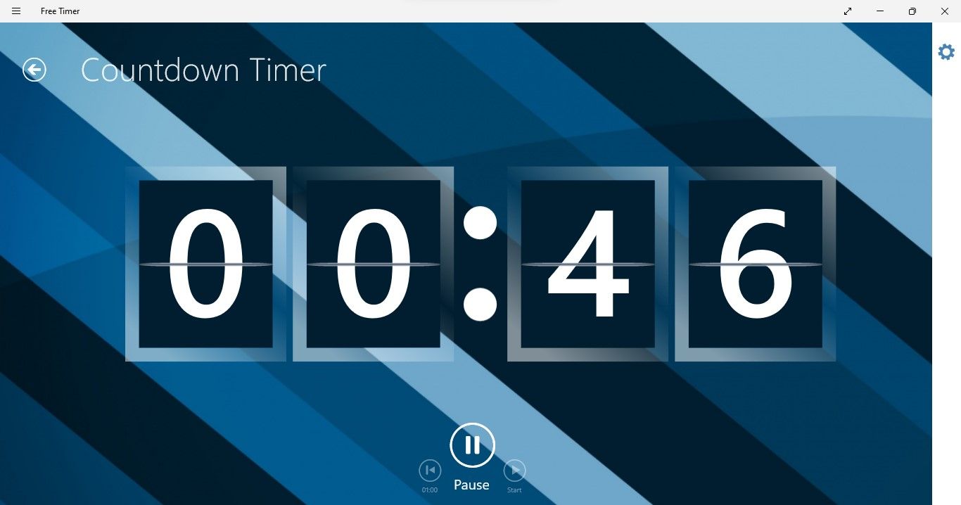 Interface de l'application Free Timer affichant le compte à rebours du travail