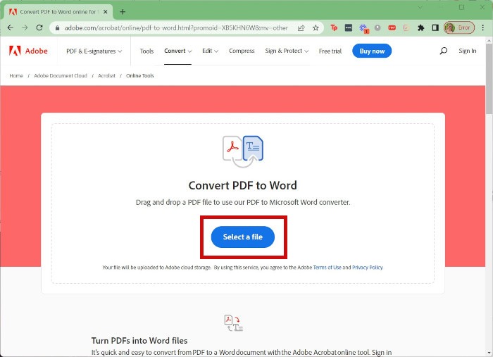 Convertisseur PDF Word Fichier Adobe Select