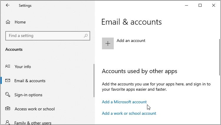 Connexion avec un compte Microsoft