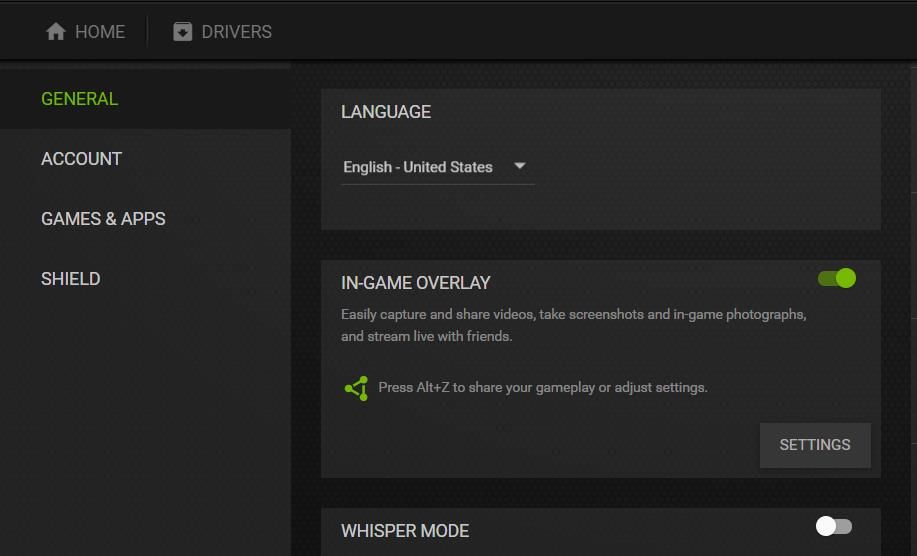 L'option In-Game Overlay dans GeForce Experience