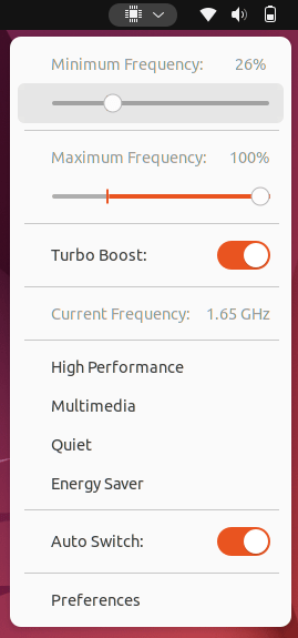 Vérifier la fréquence du processeur de contrôle Vue d'ensemble du gestionnaire d'alimentation du processeur Ubuntu 15