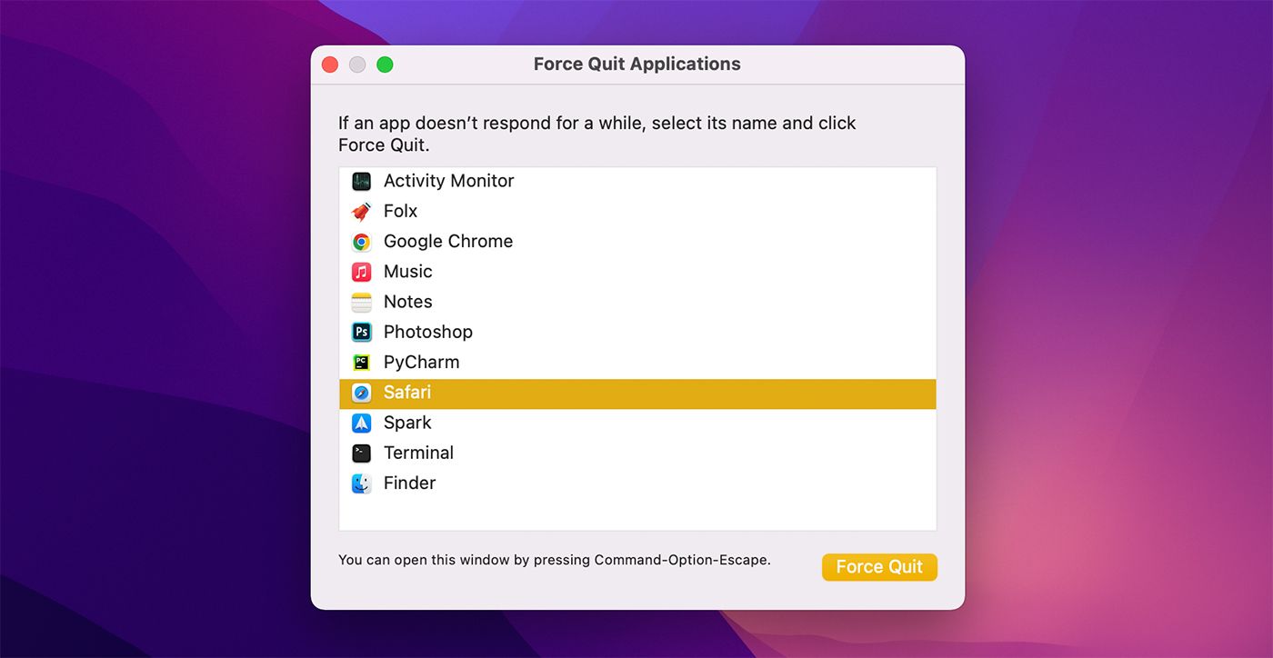 Forcer à quitter une application sur Mac