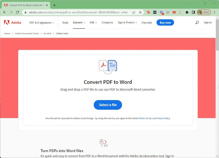 Convertisseur PDF Word Site Web d'Adobe