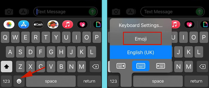 Icône Smiley sur le clavier pour afficher les options Emoji