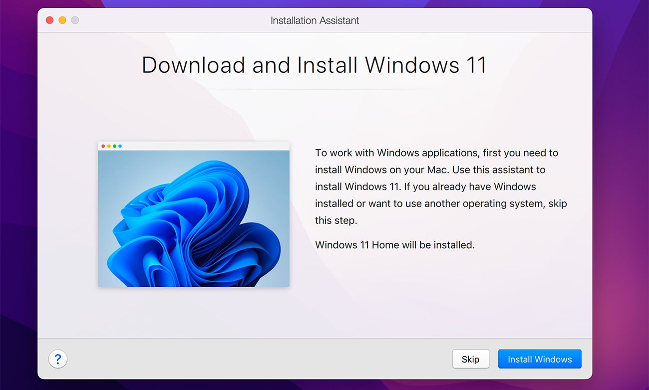 Parallels Desktop Installation de Windows sur un Mac