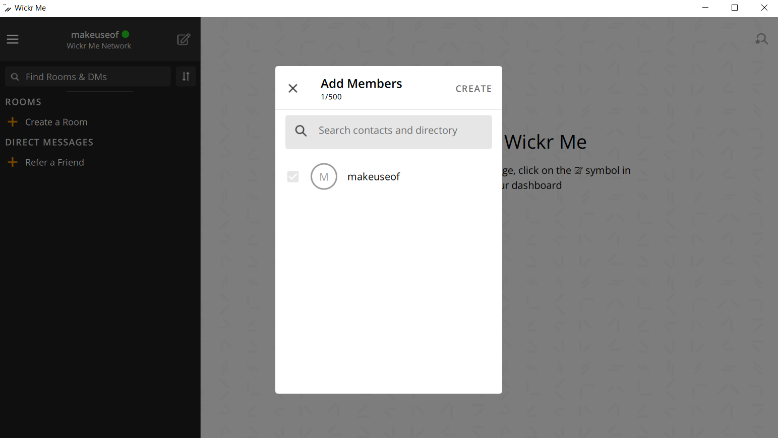 Une capture d'écran de la fonction Ajouter des membres dans l'application Wickr 