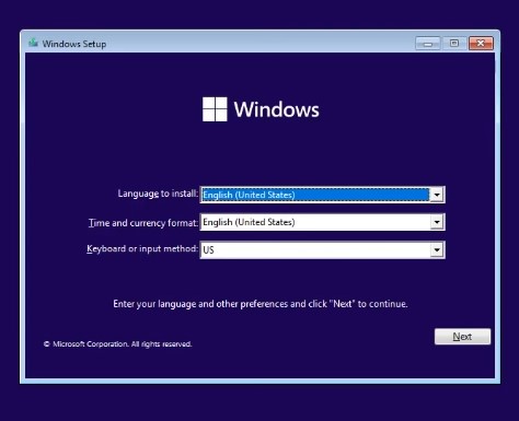 Assistant d'installation de Windows 11