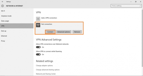 connexion VPN nouvellement ajoutée