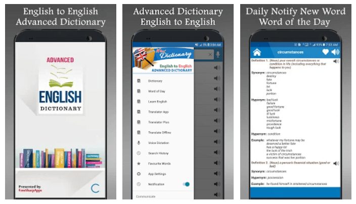 Dictionnaire et traducteur anglais avancé hors ligne par FreeSharpApps