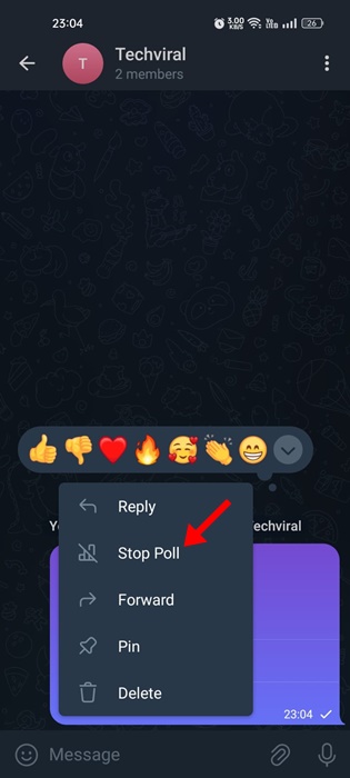 Arrêtez un sondage Telegram