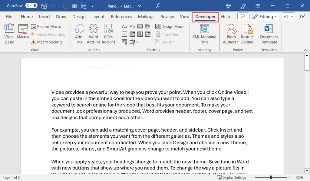 Comment ajouter et afficher l'onglet Développeur dans Microsoft Word image 3