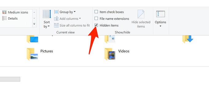 6 façons d'afficher les fichiers et dossiers cachés dans Windows 10 image 3