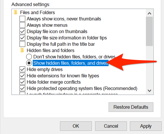 6 façons d'afficher les fichiers et dossiers cachés dans Windows 10 image 7